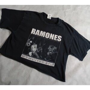 Vintage Ramones Benefit For Johnny Blitz T-Shirt Size L CROPPED 2004 Machete